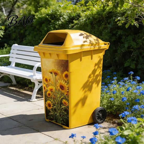 Mülleimer Aufkleber Wasserdichte Blumen Aufkleber Florale Aufkleber, Selbst?Klebende Mülltonnen-Aufkleber, Vintage-Muster-Dekor für Outdoor-Aufbewahrungsboxen