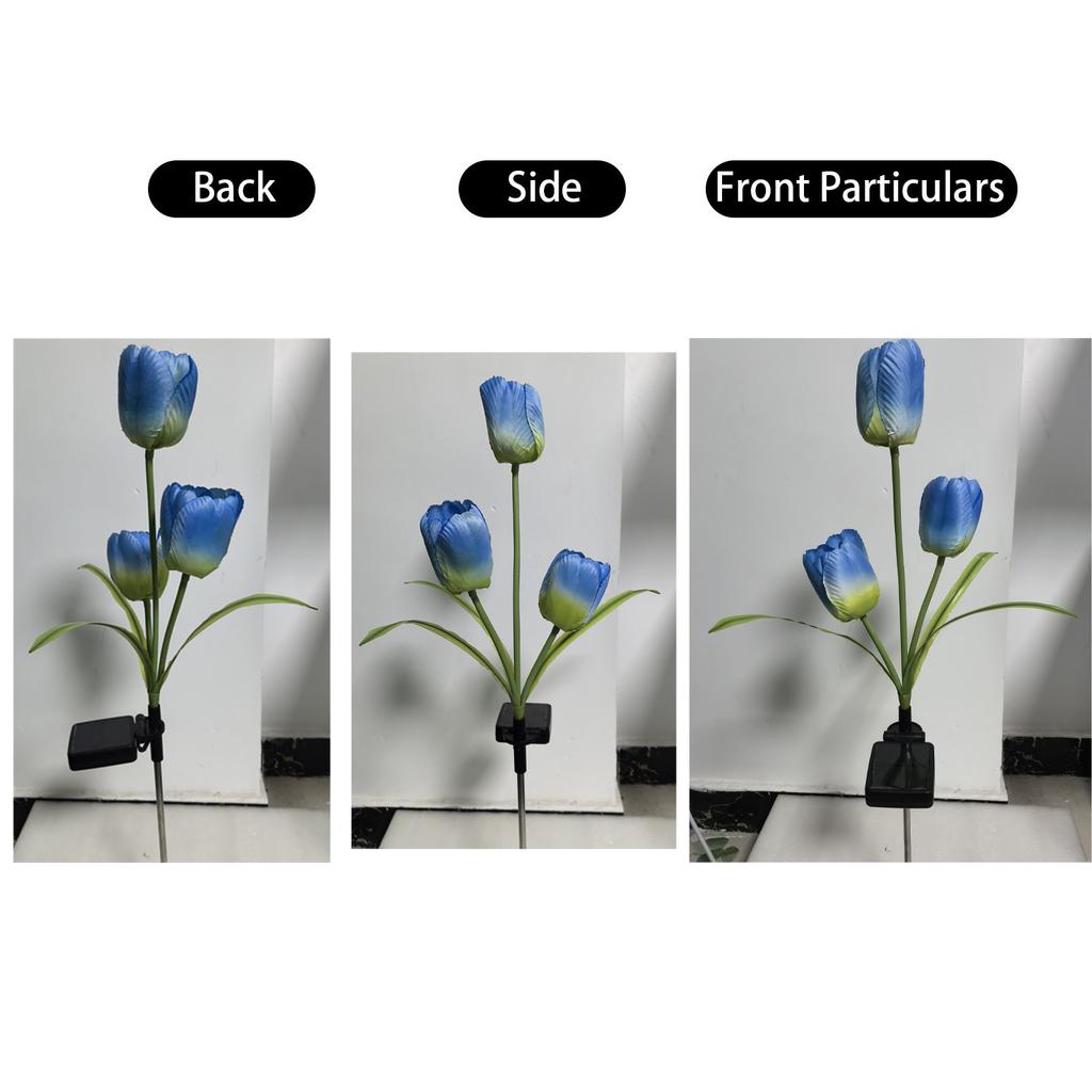 Outdoor Tulip Flower Garden Solar Light Stake Decorative Landscape Lamp for Yard Patio Park Villa Ground Installation