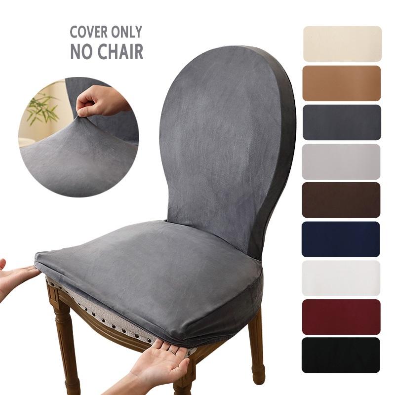 1/2pcs Soft Velvet Round Back Chair Cover Elastic Jacquard Dining Room Chair Slipcover Furniture Protector for Kitchen Wedding