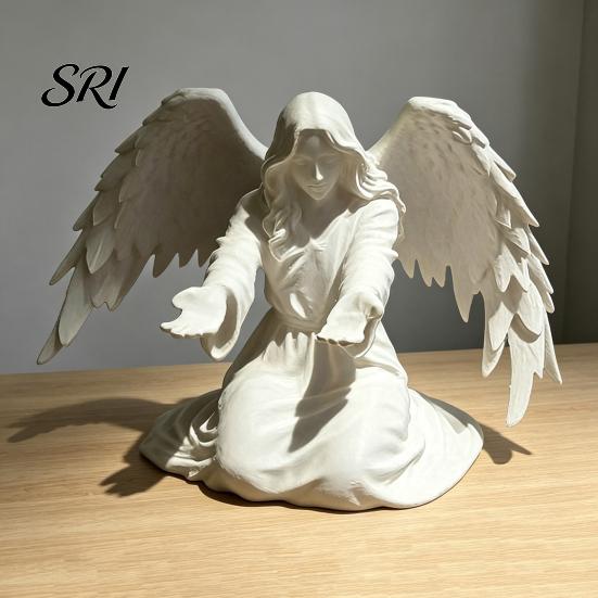 Office Pen Holder Angel for Desk 3D Printed Statue Pencil Display Living Room Decor Stand Decorative Organizer Home Bedroom Desktop