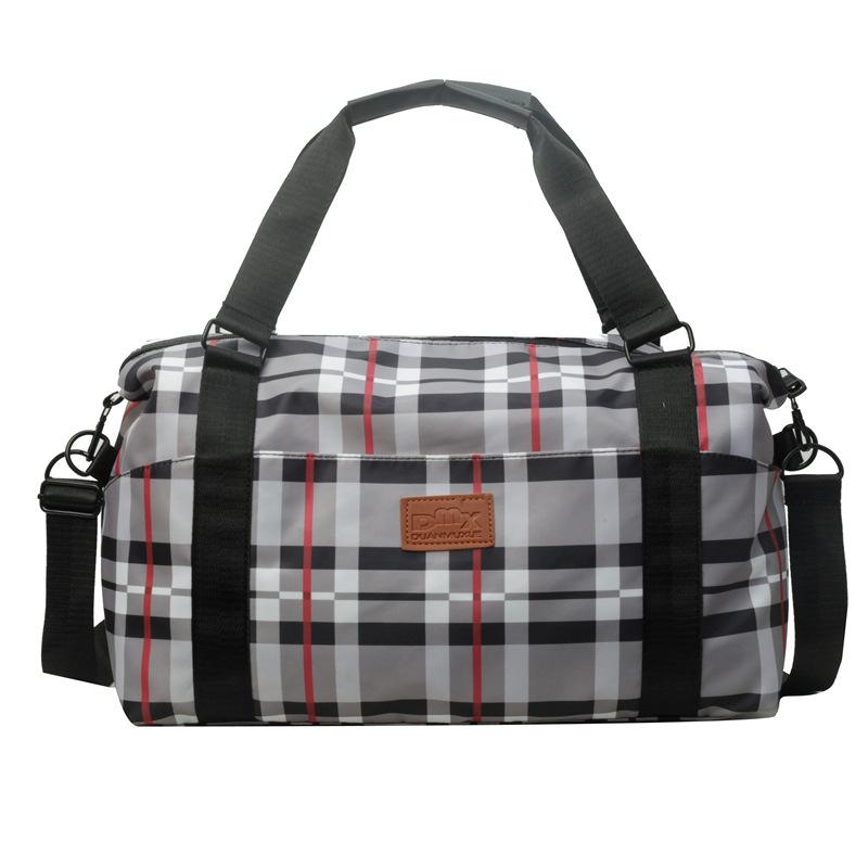 

Men s and Women s Casual Plaid Style Travel Retro Handbag Home Clothing Storage Luggage Bag серый