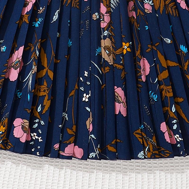 Girls' Dress Children's Clothing Summer Suspender Retro Printed Temperament Pleated Dress