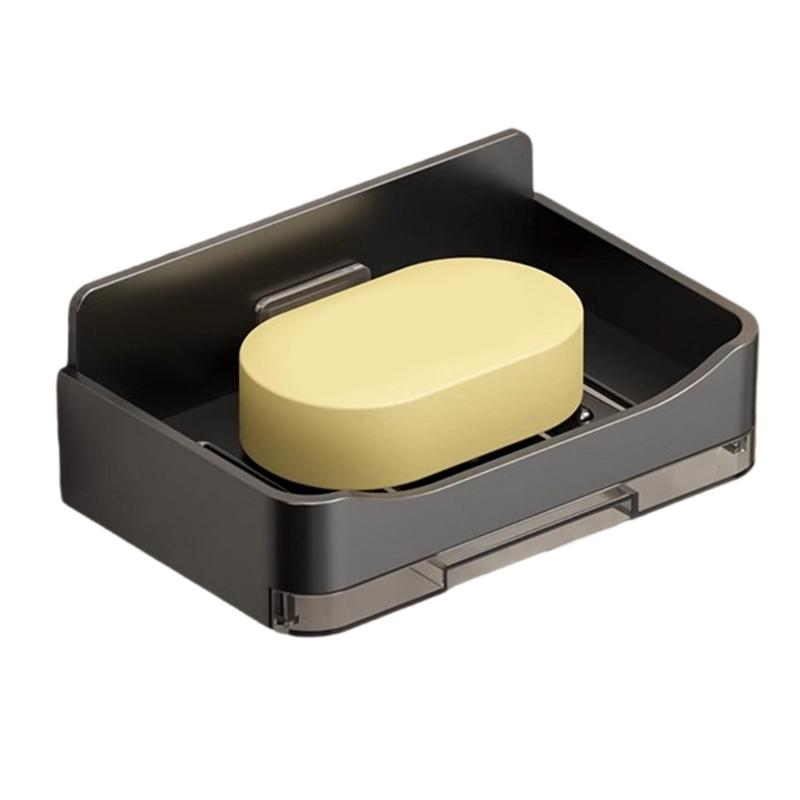 

Practical Shower Soap Holder Rack Sponge Dispenser with Hanging Hook Plastic Drain Tray For Countertop Bathroom Use чёрный