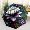 1pc Automatic Umbrella with Lotus Flower Design - Automatic Open/Close, 8-Rib Sturdy Frame, Compact Travel Umbrella for Women/