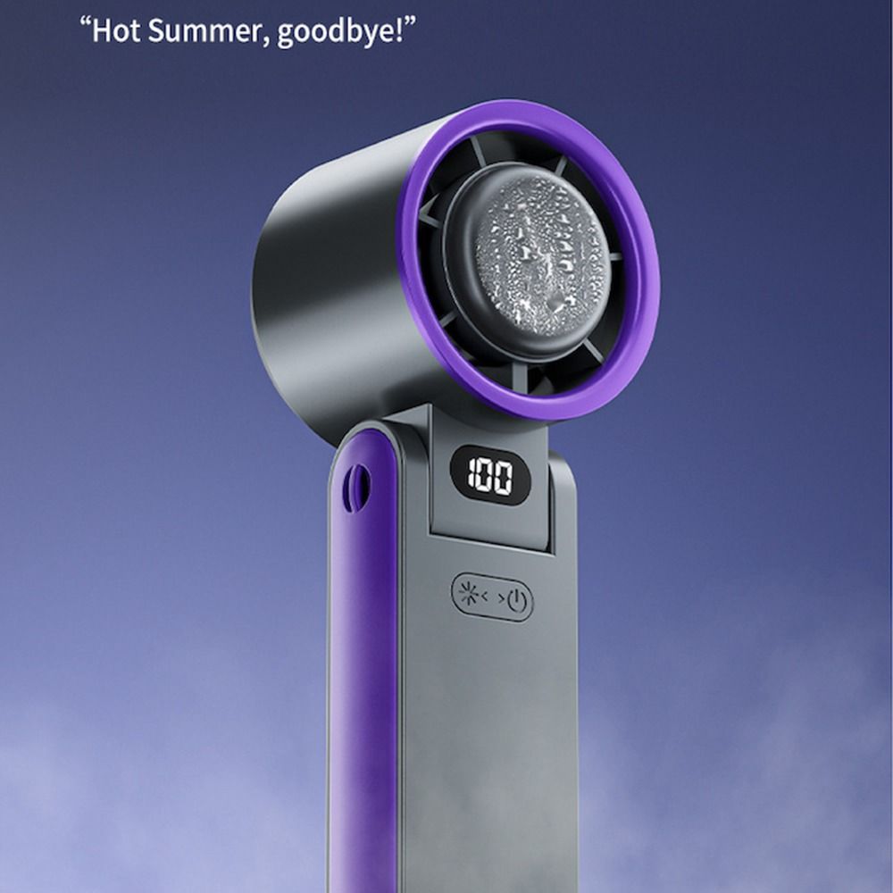 With LED Display Mini Foldable Desk Fan USB Rechargeable Small Electric Fan  Cooling Fan