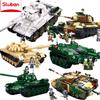 Militaire Challenger Leopard Panther Char de Combat Principal Lourd Soldat Briques de Construction Modèle en Plastique Briques Jouets de l'Armée pour Enfants