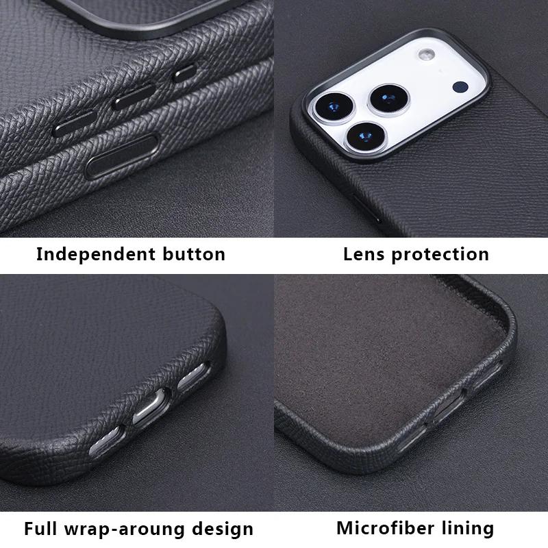 High Texture Business Sle Genuine Leather Case For IPhone 17 Pro Max 17 Air 17 Pro Skin-friendly Magnetic Charge Anti-Drop Cover