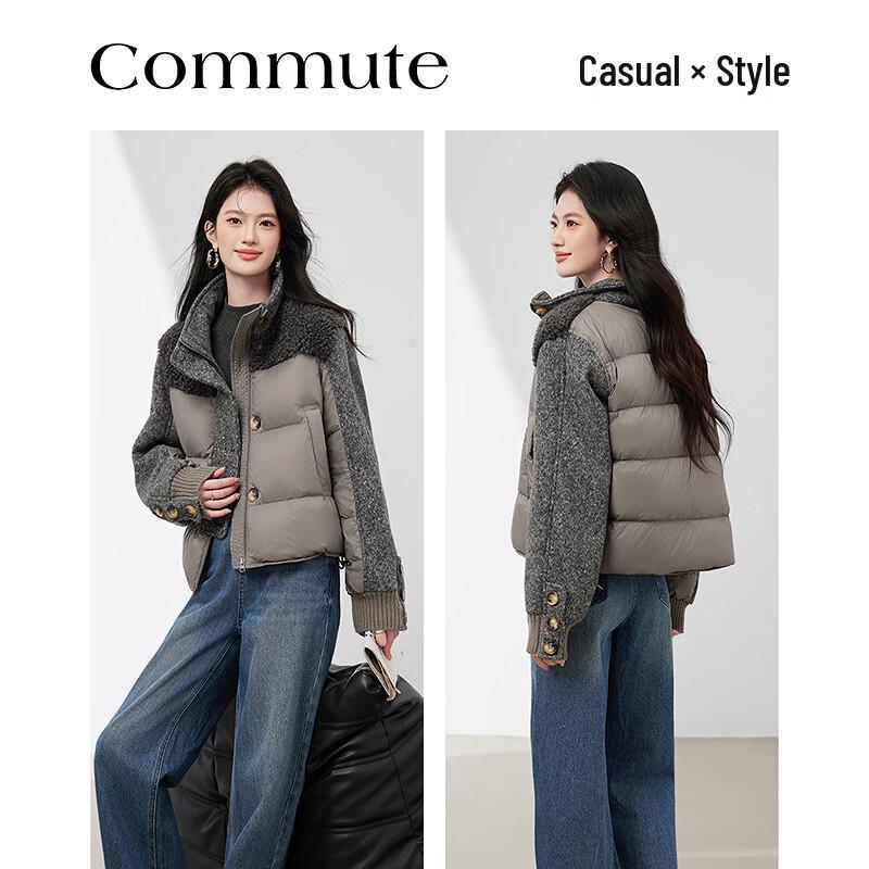 Women s Elegant Patchwork Short Down Jacket L