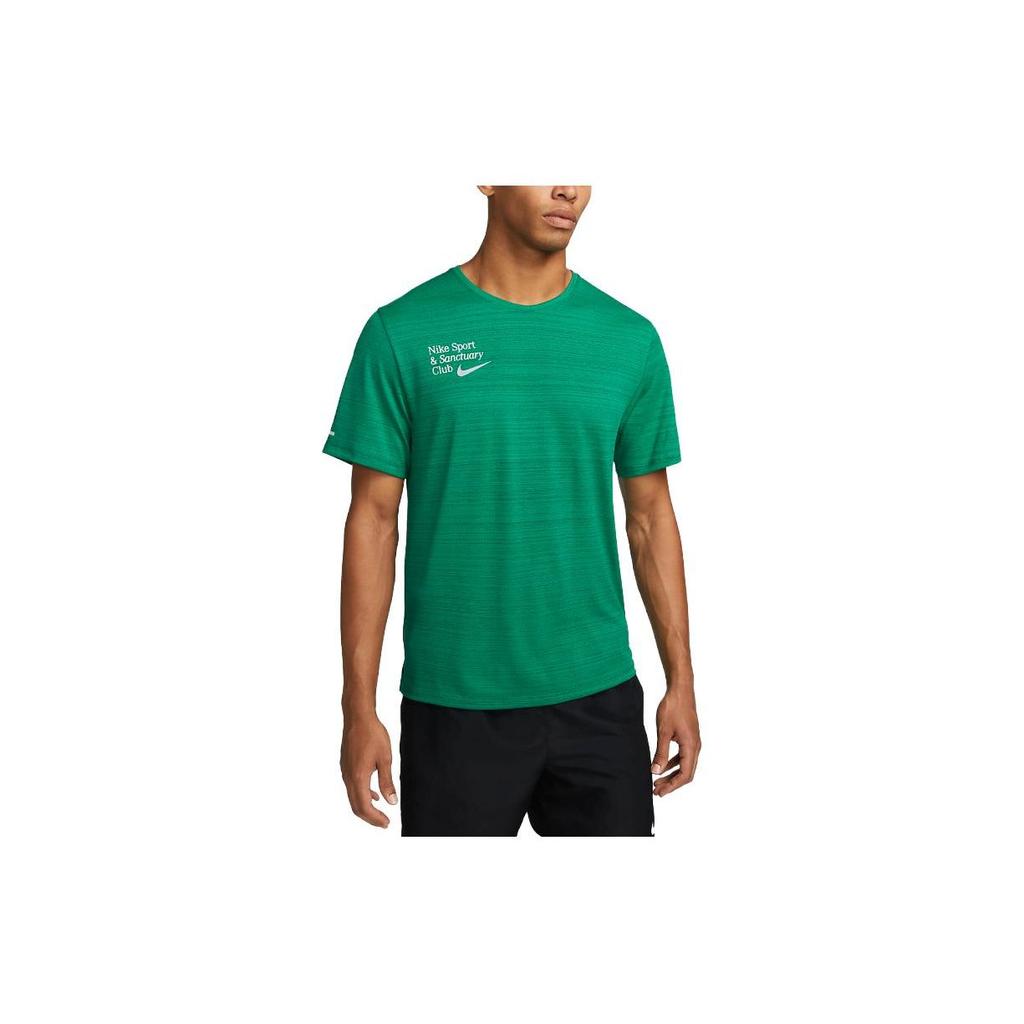 Nike Dri-FIT Miler Letter Print Sports Short Sleeve T-Shirt Men Tops Peacock FB9037-365