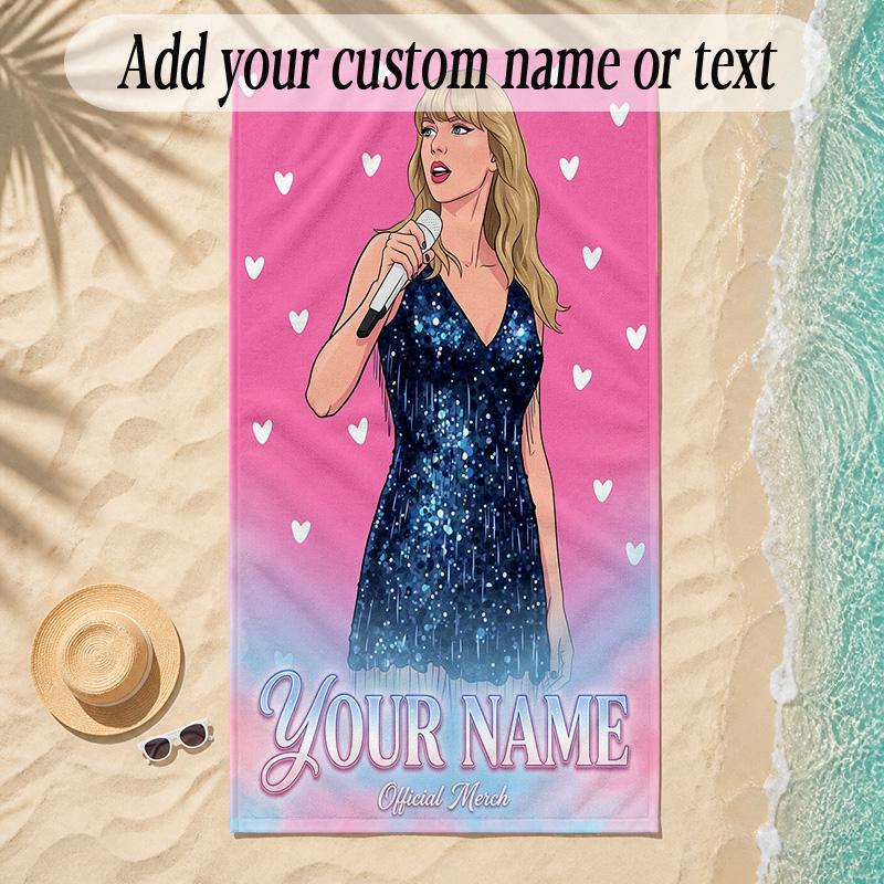 Beach TowelTaylor Swift Custom Name Text Personalized Soft Towel for Beach Pool Indoor Home Decor Gift