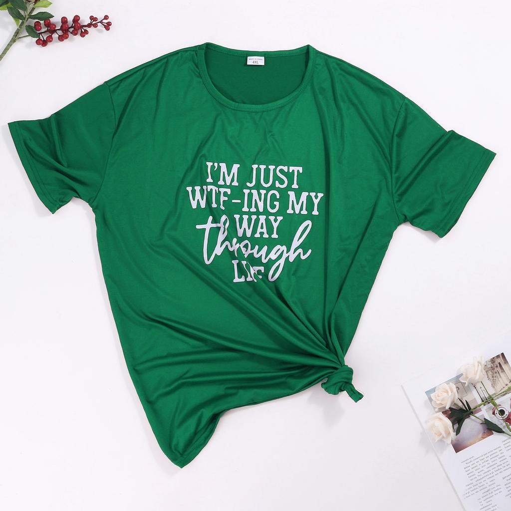 Women's Fashion Printed Plus Size   T-Shirts Short Sleeve Graphic Tee Tops