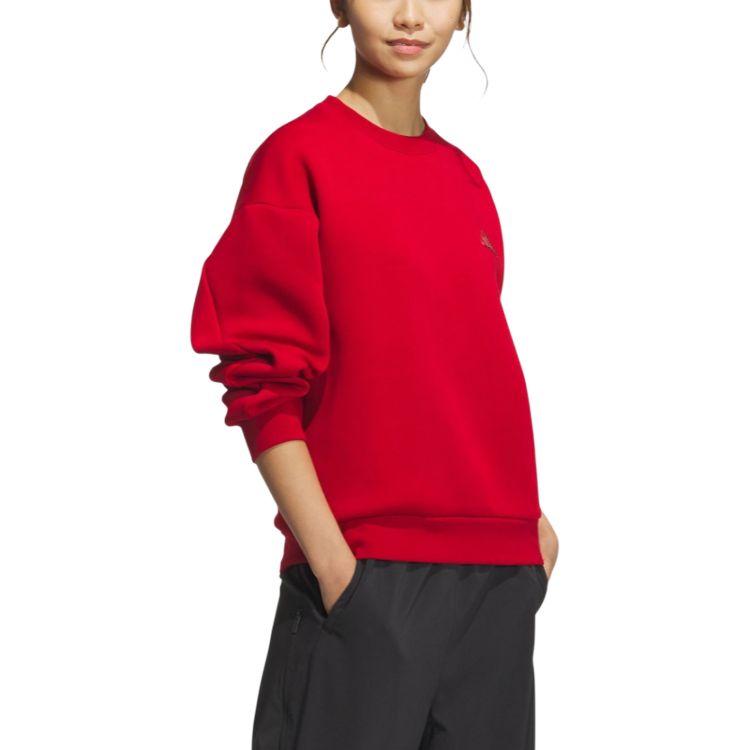 Adidas Casual Series Reversible Knit Pullover Crewneck Comfortable Sweatshirt Women Sweatshirt Energy-Red JZ1640