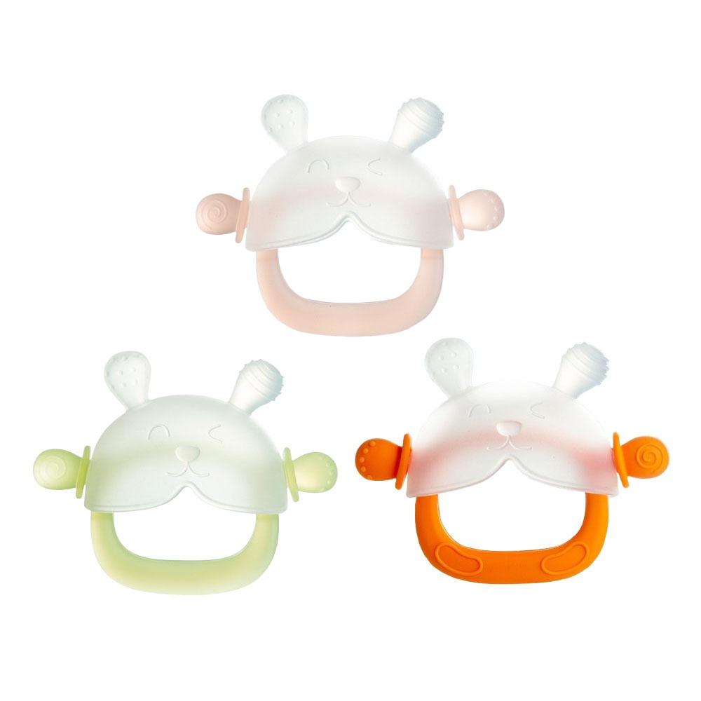 3pcs Food Grade Bunny Teething Toy Soft Silicone Teething Toys Easy Grip Teether Ring  Baby Chewing