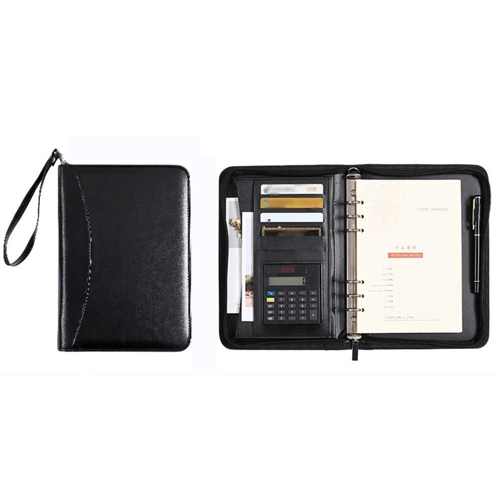 Portable Portfolio Binder 6-Ring Business Notebook Memo Book File Folder  Document Storage