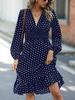 New European and American coat waist thin polka dot long sleeve foreign style dress