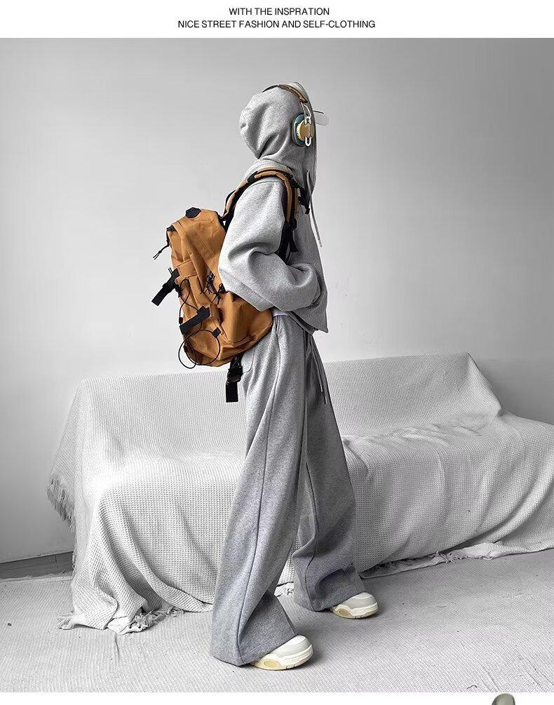 2024 Men's Korean-Style Hooded Cardigan with Shoulder Pads