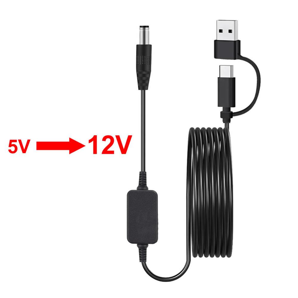 USB Type C to DC 5.5x2.1mm 5V 9V 12V boost Power Supply Cable for Router LED Light Speaker CCTV Camera, USB Charger boost Cable