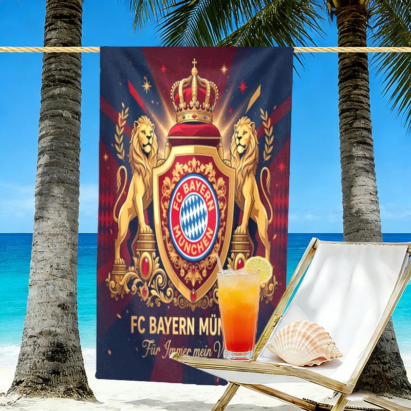 FC Bayern Munich Print Beach Towel Design, Soft, Lightweight. for Home Bathroom, Spa, Pool, Yoga, Surfing, Camping, Gift for Family, Friend