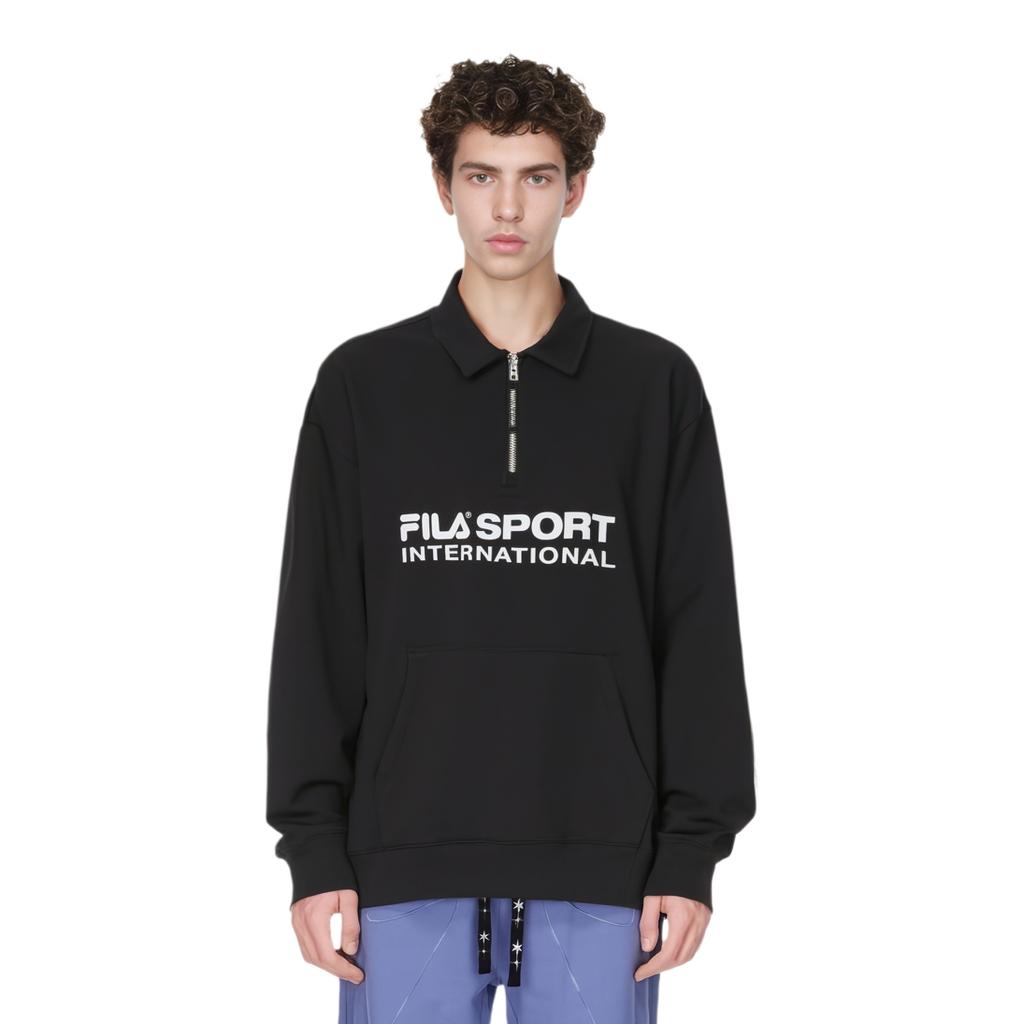 FILA Sweatshirts Men's Black Lapel Moderate Other FS2POF1133X-BLK