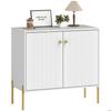 Aparador - HOMCOM - puerta doble acanalada, estante ajustable, patas de acero - tablero de partículas y MDF - 80 x 39,1 x 76 cm - blanco