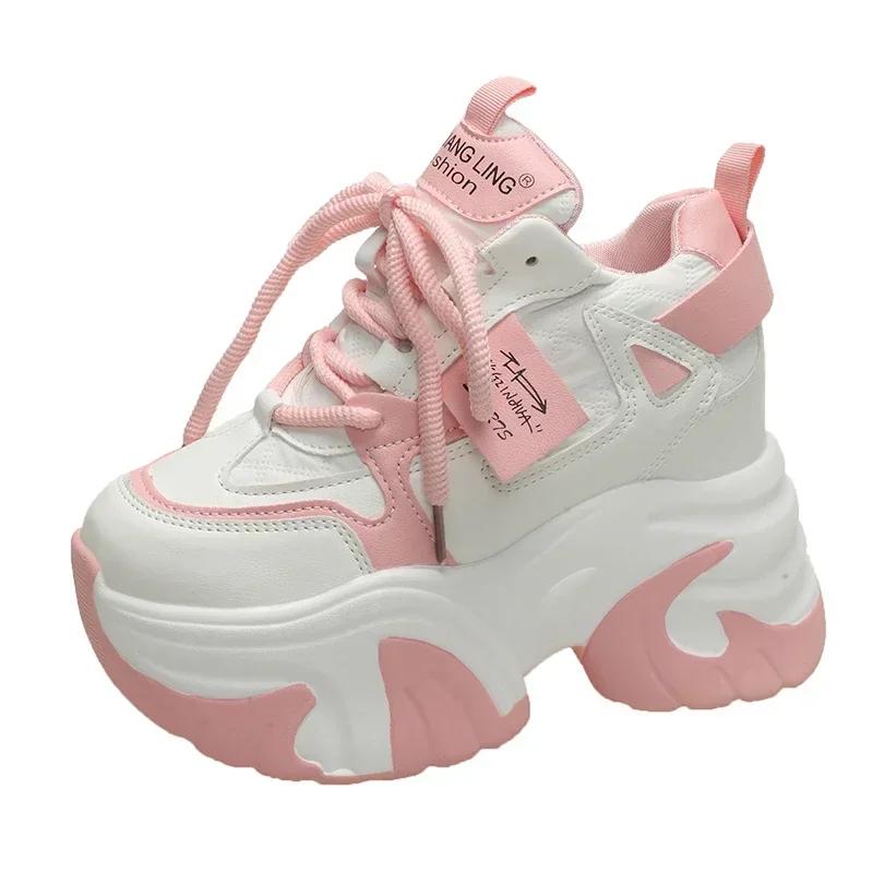 High Platform Sneakers Women 2025 Thick Sole Sports Ladies Trainers Vulcanized Shoes Woman Chunky Sneakers Zapatillas Mujer 10CM