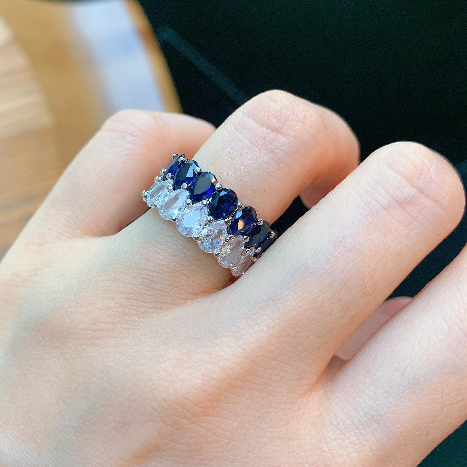 

Кольцо с рубином и сапфиром цвета голубиной крови, легкое, роскошное, широкое кольцо No. 9