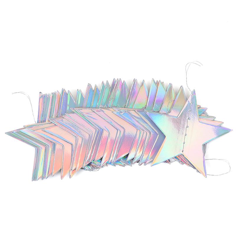 Srebrny papierowy girlanda w kształcie gwiazdy na urodziny dziecka, dekoracja ślubna, bożonarodzeniowy baner na ścianę, dla dziewczynki, chłopca, baby shower