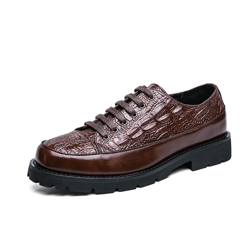 Luxury Brand Crocodile Pattern Lace-Up Oxford Shoes Thick Sole Black Business Moccasin High Quality Designer Men Shoes Sneakers