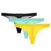 Women Sexy See Through Panties Thong Mesh G-Strings Low Rise Brief Black Underwear 3PCS