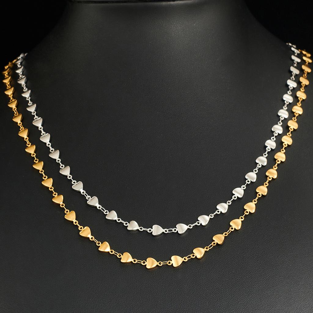 6mm Wide Dainty Stainless Steel Heart Necklace Link Chain for Women Gold/Silver Metal Jewelry Accessories on Neck Choker