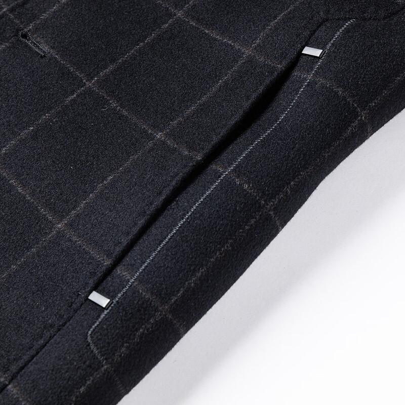 FAPAI Men's Merino Wool Plaid Mid-Length Overcoat