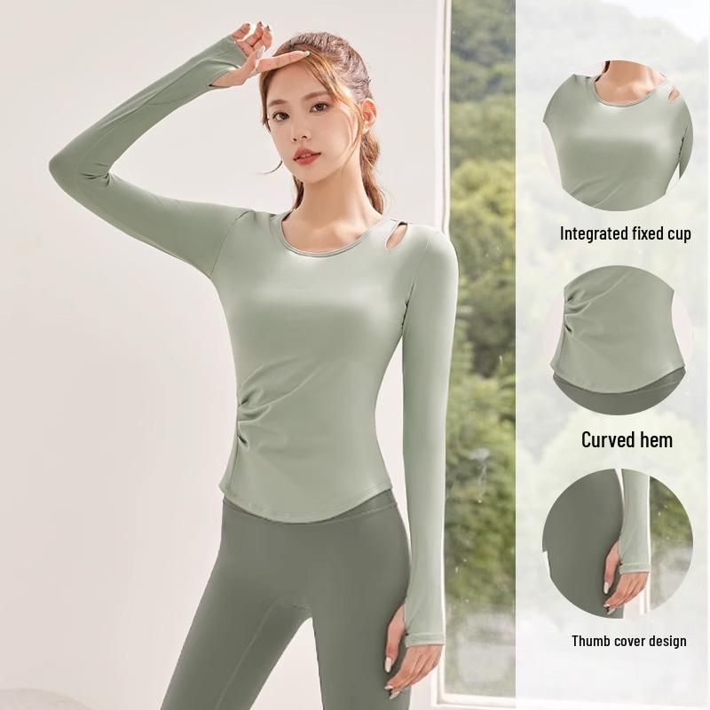 

Women s Autumn/Winter 2025 Yoga Set: Slim Fit Long Sleeve Quick-Dry Top for Running & Fitness Extra Large