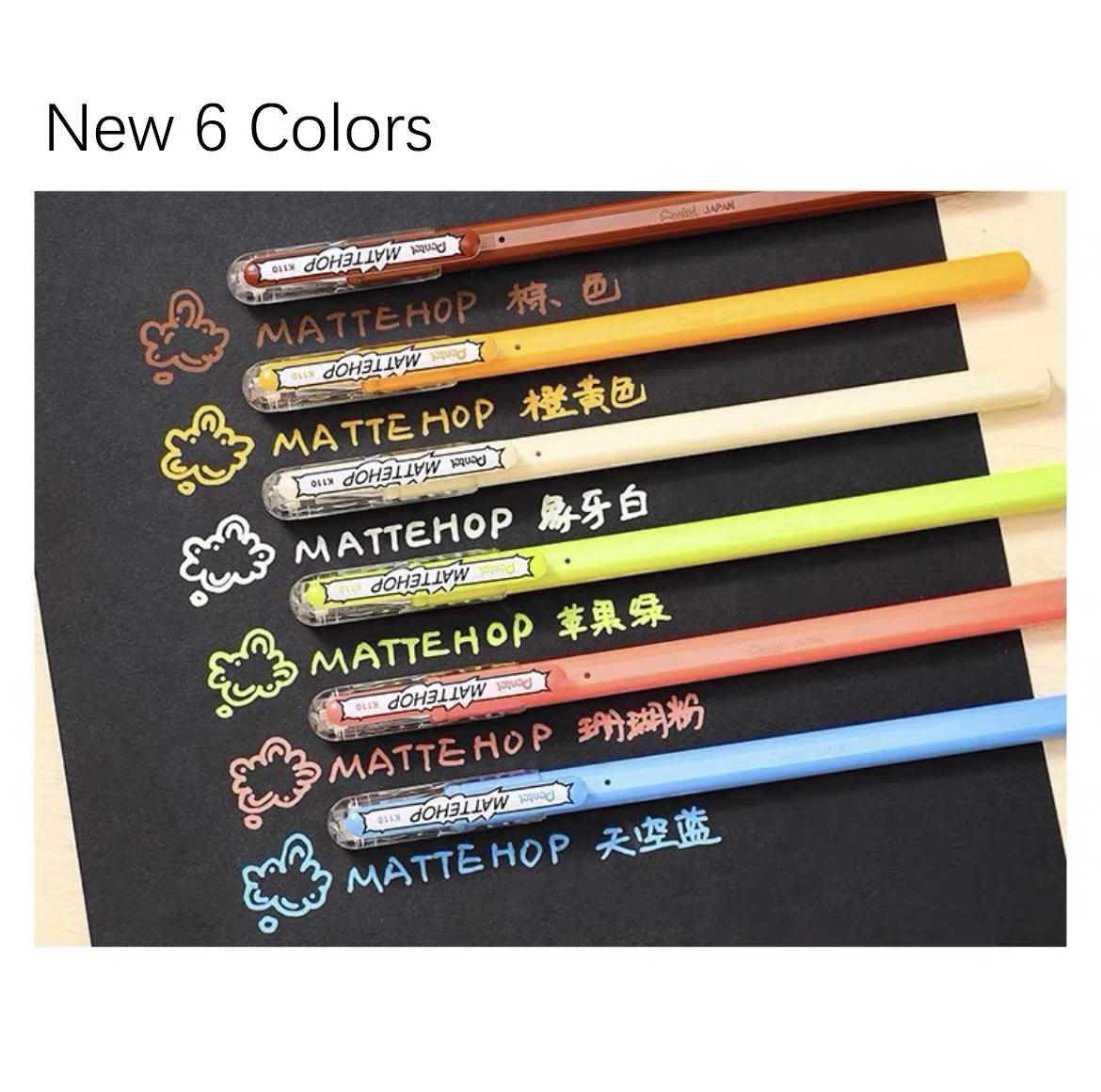 Pentel K110/K108/K110V Hybrid Dual Metallic Shiny Colour Mixed Glitter Gel Pen Milk Color 1.0mm Card Decorative Painting Design