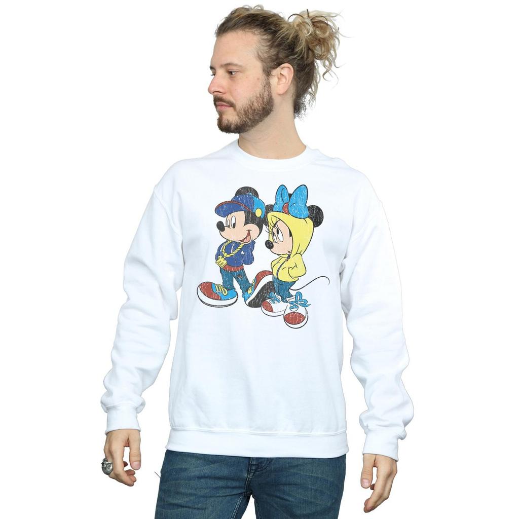 Disney Mens Mickey And Minnie Mouse Pose Sweatshirt