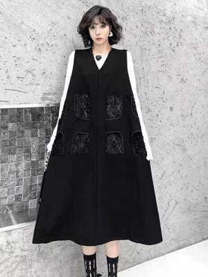 Sleeveless Patchwork Sequined V-neck Dress GYX1502