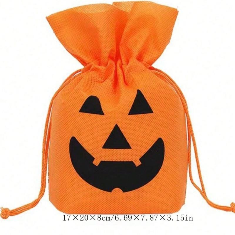 10pcs Halloween gift pumpkin bag packaging bag cartoon gift bag funny decoration candy tote bag exquisite and cute small bag