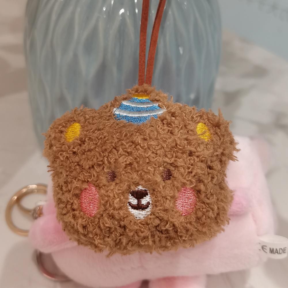Korean Version of Bear Name Pendant Name Sticker Cute Bear Head Bag Pendant Plush Doll Hanging Decoration