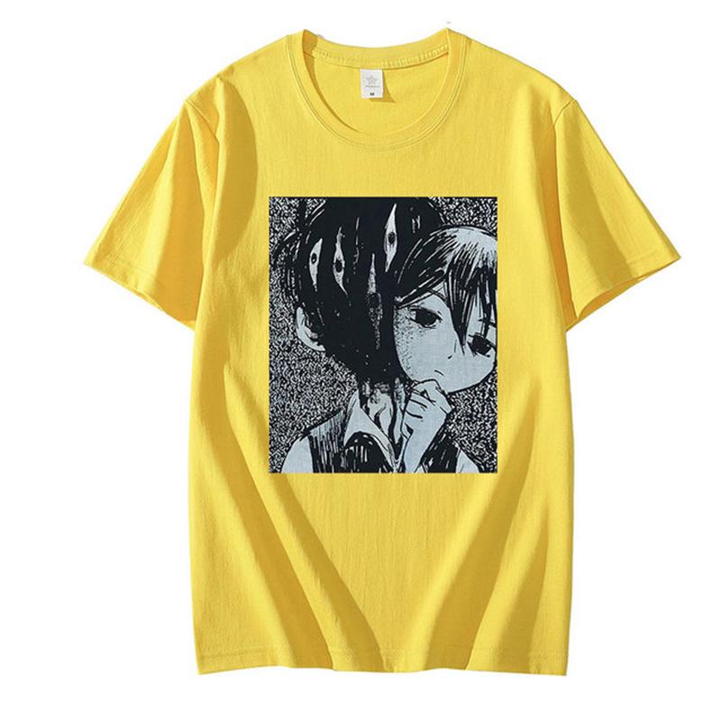 

Футболка Omori Harajuku, летняя футболка с короткими рукавами, одежда для косплея, повседневная уличная одежда для мужчин и женщин, футболка S жёлтый