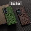 OPPO A58 A58x Cowhide Crocodile Skull Half Package A83 A72 Leather Case