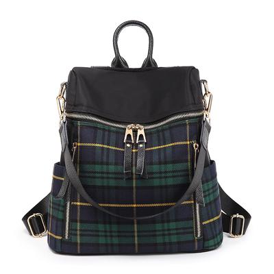 New Contrasting Checkered Backpack for Women In South Korea, Easy To Wear Dual-purpose Oxford Cloth Backpack, Travel Bag Trend