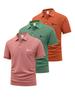 3 Pack Mens Athletic Short Sleeve Polo Shirt, Button Placket Gym Casual Tops, Regular Fit for Workout Walk Outdoor Sports Daily Commute Wear