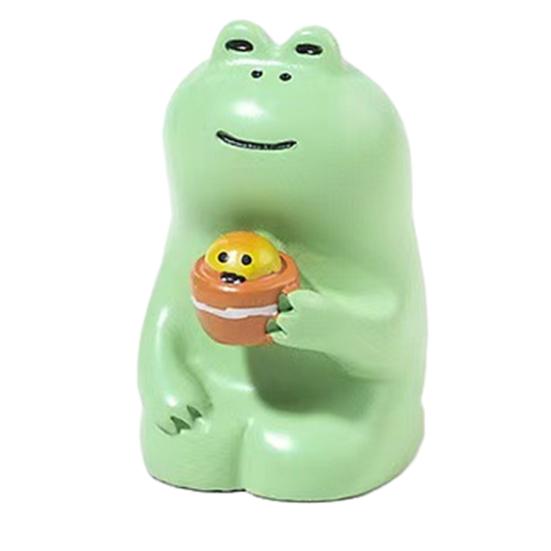 Mini Frog Figurine Resin Frog Sculpture with Rocking Chair Small Healing Frog Ornament for Car Interior Home Office Desktop