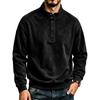 Sweatshirt Henley Homme Côtelé Lourd Col Montant Demi-Patte Boutonnée Pull Coupe Ample Manches Longues Hauts Décontractés Automne Hiver Hoodie Quotidien