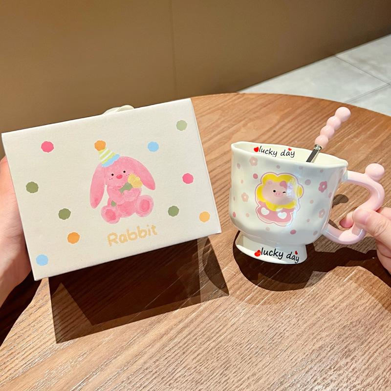 Ins Cute Cartoon Goblet Pacha Dog Mug Water Cup Couple Ceramic Cup Birthday Gift Girls Practical