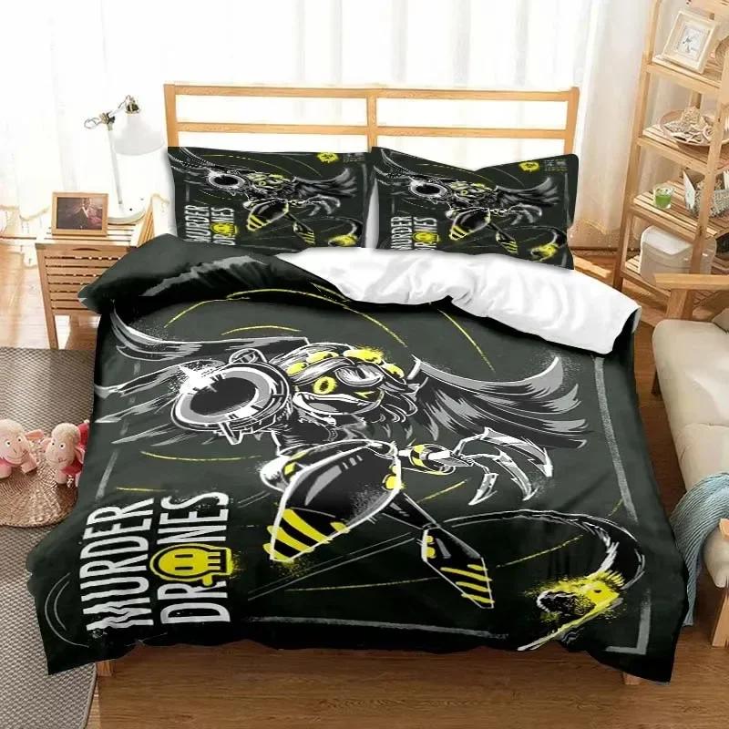 Murder Drones Anime Printed Bed Set Duvet Cover Pillowcase Bedding Set Bed Linen Sheet Quilt Cover Full Queen King Size