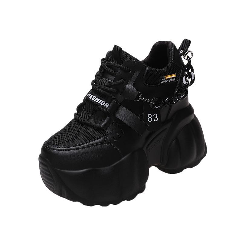

Women s Trendy Round Toe Dad Sneakers - Fashionable Thick Sole Casual Shoes 34 чёрный