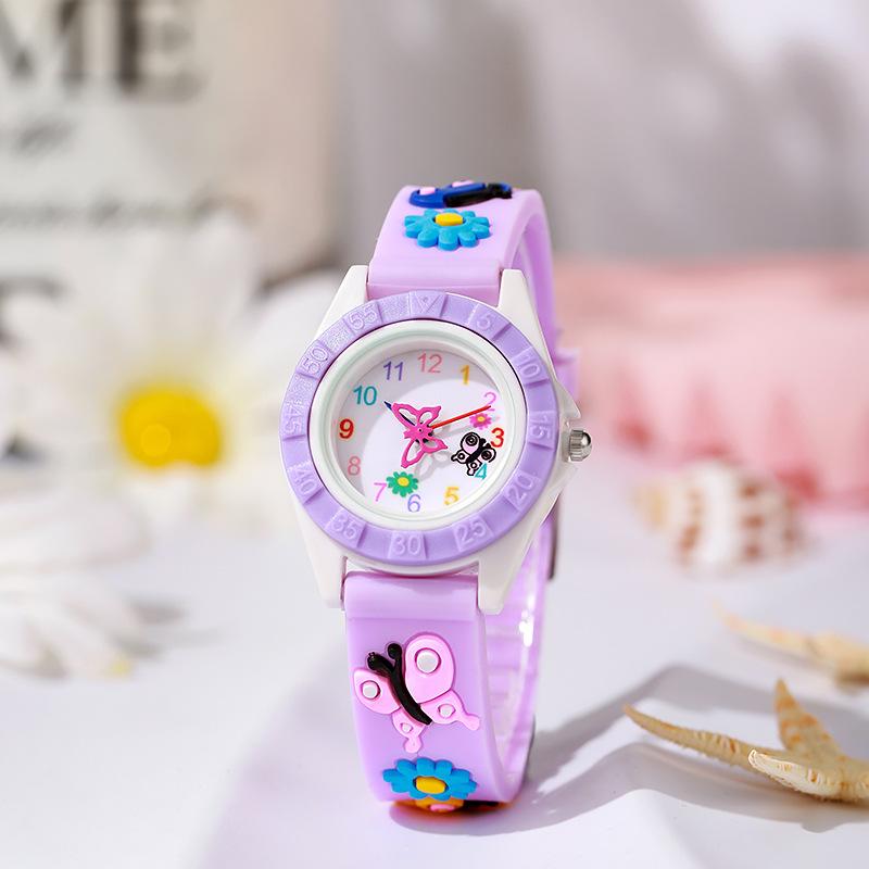 Children'S Watch Butterfly Cartoon Quartz Watch Digital Silicone Strap Children'S Gift Watch
