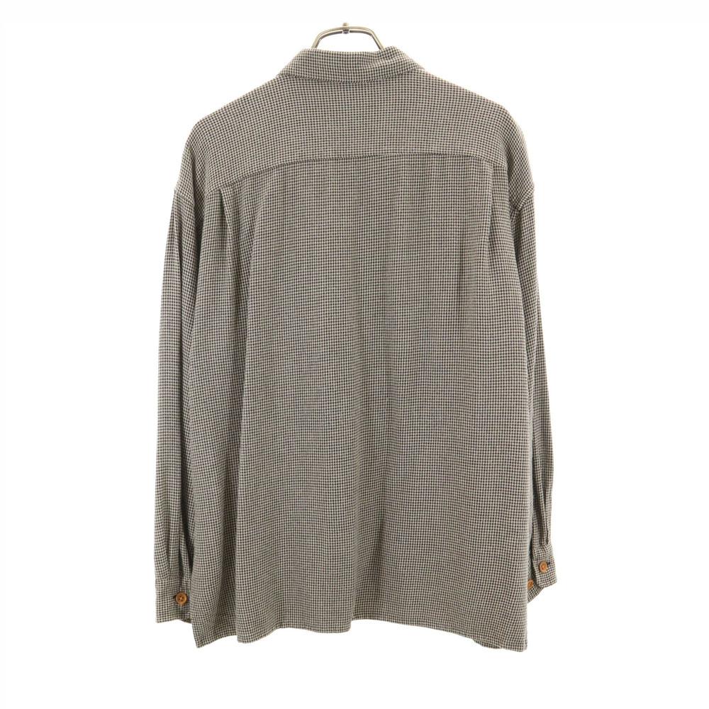 RALPH LAUREN COUNTRY 80s 90s Vintage Polo Can Houndstooth Pattern Long sleeve Box silhouette Rayon shirt Women Used