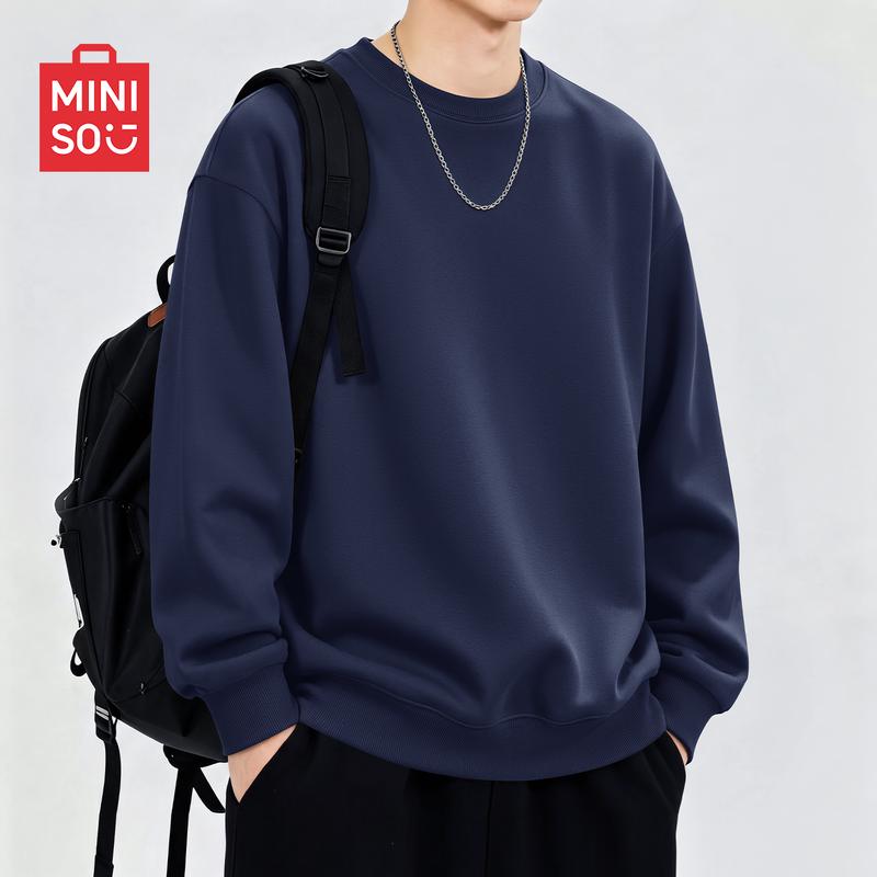 MINISO Men's Casual Crew Neck Pullover Sweatshirt