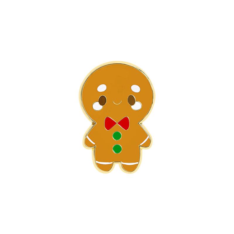

Cute Christmas Golden Pins Classic Cartoon Gingerbread Man Enamel Brooches Xmas Gift For Women Girls Backpack Bag Badge